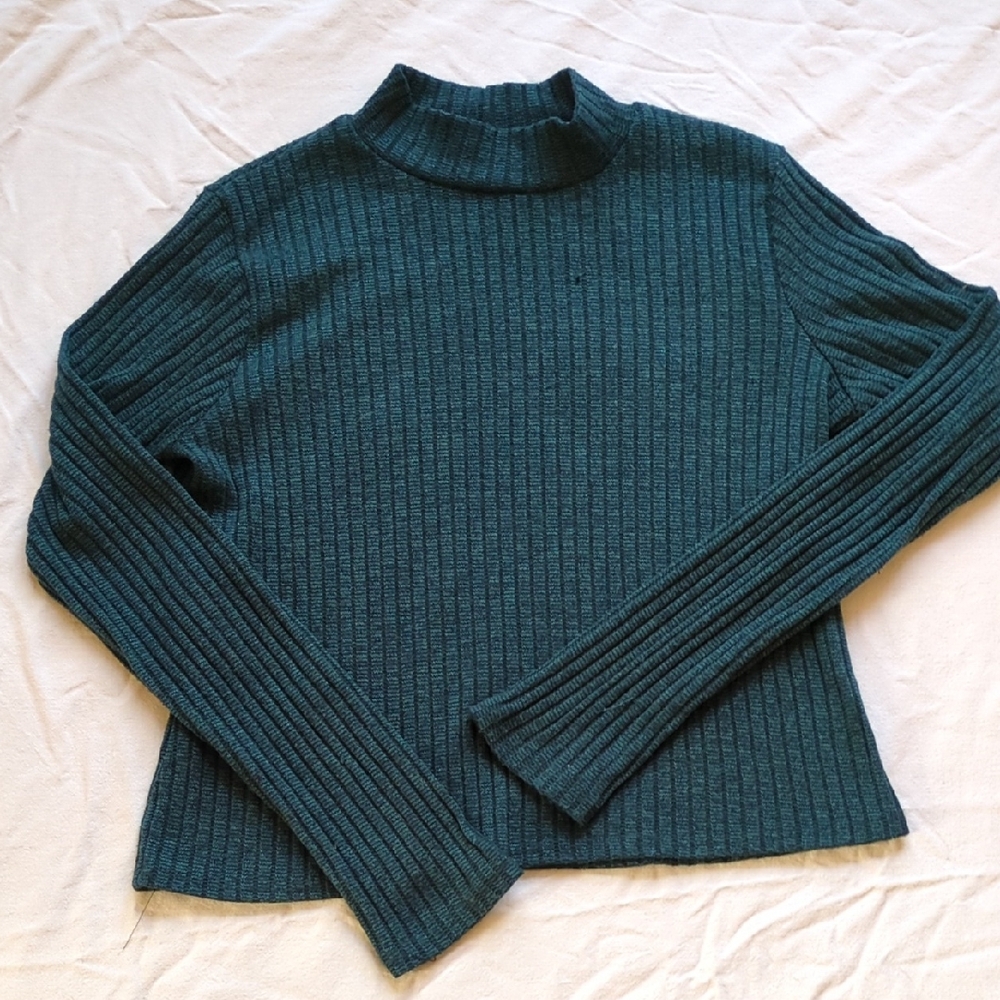 Ribbed Long Sleeve Mock Neck Sweater